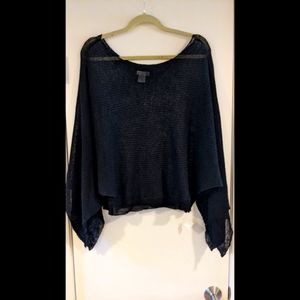 NWT Main Strip Crochet Knit Sweater Poncho Black - M/L